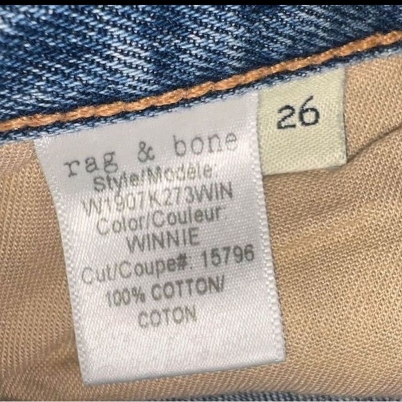 {EUC Rag & Bone Distressed Denim Cut-Off Low Rise Winnie Shorts Medium Wash 26} - Picture 6 of 9
